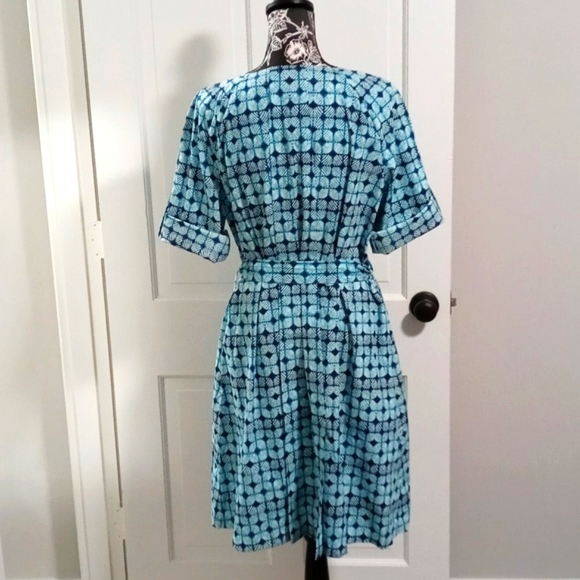 ๐ ๐Brooks Brothers 346๐ - Aqua/Teal Pleated Poplin Button Down Shirtdress - Picture 3 of 15